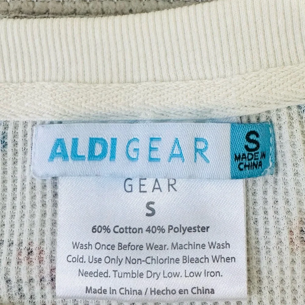 ALDI GEAR Ladies Pajamas Small Fall Edition Waffle‎ Knit white floral